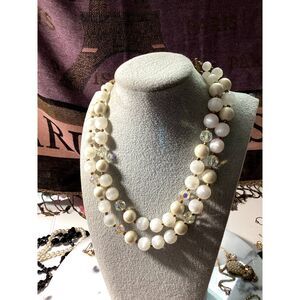 Lisner Vintage White Multi-Strand Necklace